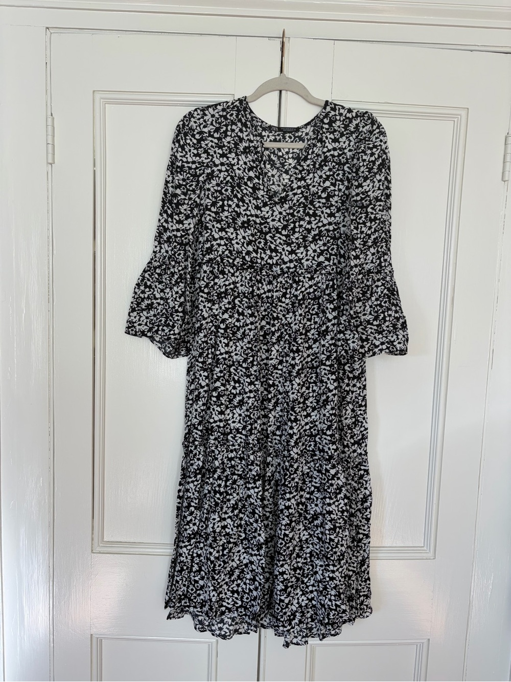Zara Black and White Floral Maxi Dress